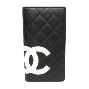 Chanel Cambon A26717 Women's  Lambskin Long Wallet (bi-fold) Black,Pink,White